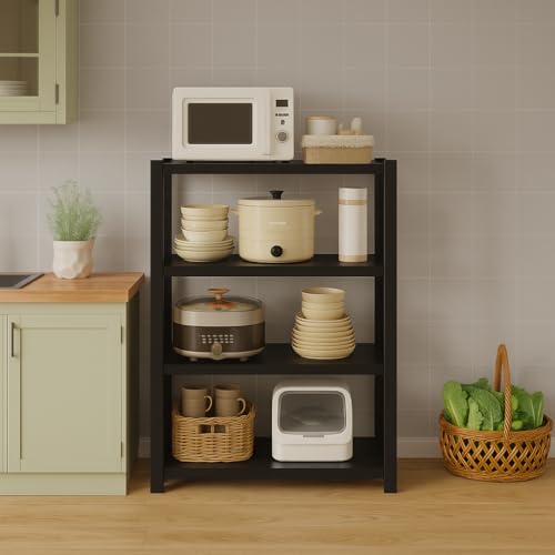 HOME CUBE 4 Layer Metal Storage Rack with Adjustable Boltless Shelf, Display, Kitchen Storage Rack Multipurpose Stand for Oven Stand Office Garage Shops Salon Space Saving Storage (Black) - Image 3