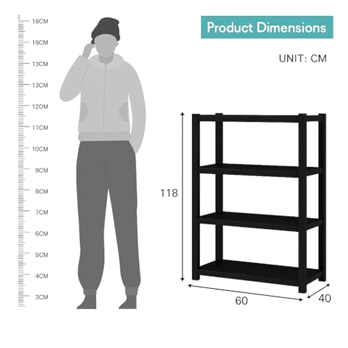 HOME CUBE 4 Layer Metal Storage Rack with Adjustable Boltless Shelf, Display, Kitchen Storage Rack Multipurpose Stand for Oven Stand Office Garage Shops Salon Space Saving Storage (Black) - Image 5