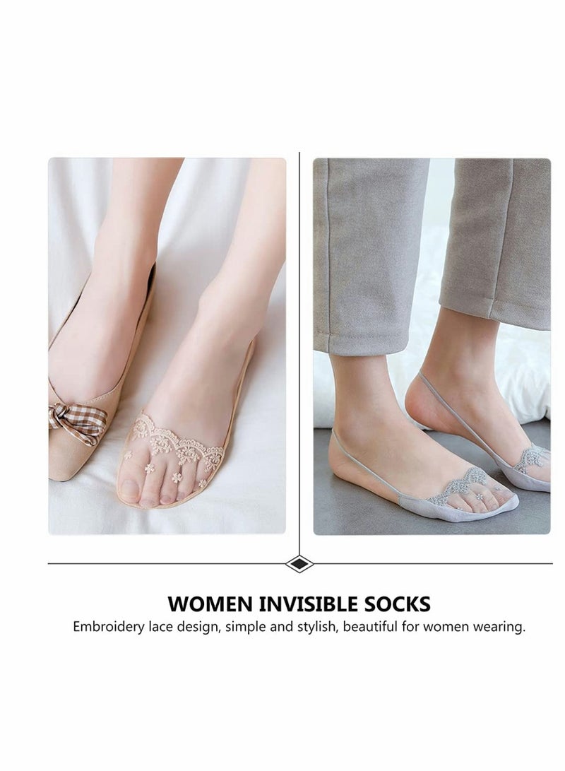 Excefore Liner Socks Invisible Boat Shoe Socks Heelless Sock Breathable Hidden Liner for Summer Women Slip On Sneakers 4 Pairs (Black, Gray,Skin Color,White) - Image 4