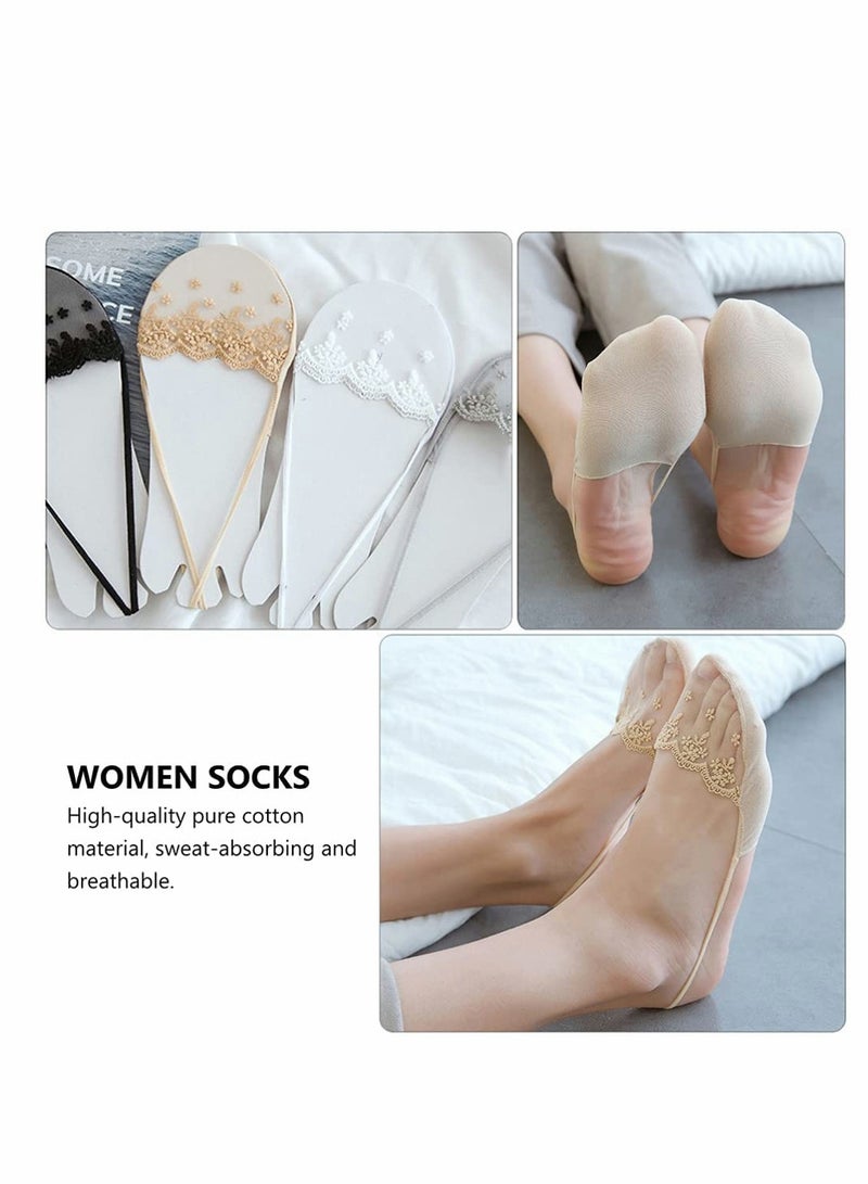 Excefore Liner Socks Invisible Boat Shoe Socks Heelless Sock Breathable Hidden Liner for Summer Women Slip On Sneakers 4 Pairs (Black, Gray,Skin Color,White) - Image 5
