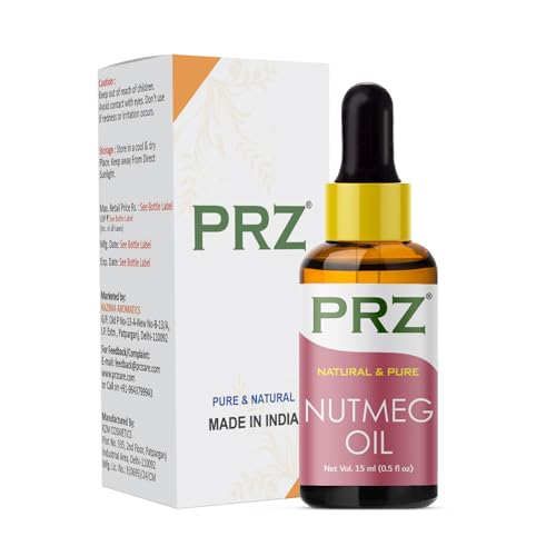 PRZ Nutmeg Essential Oil - Pure Natural & Therapeutic Grade Oil for Aromatherapy, Skin Care & Hair Care, 15 ml - Image 1