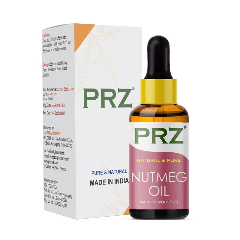 PRZ Nutmeg Essential Oil - Pure Natural & Therapeutic Grade Oil for Aromatherapy, Skin Care & Hair Care, 15 ml - Image 3