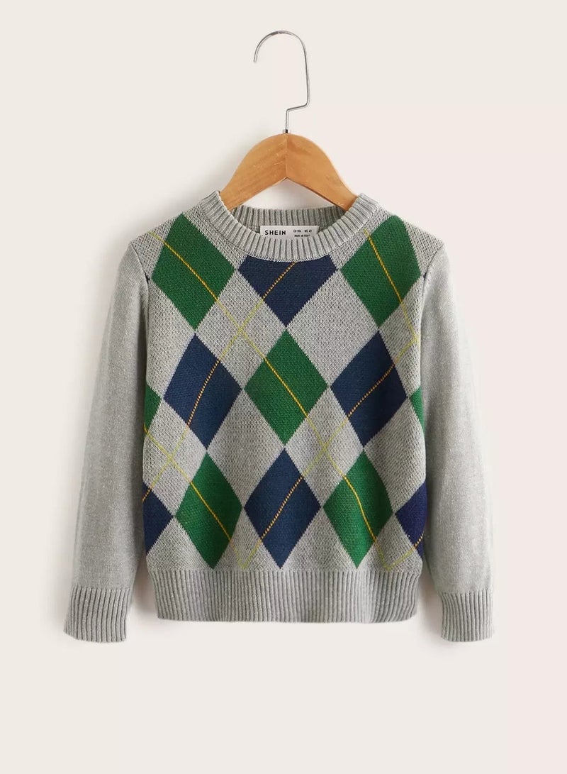 Toddler Boys Argyle Pattern Sweater - Image 1