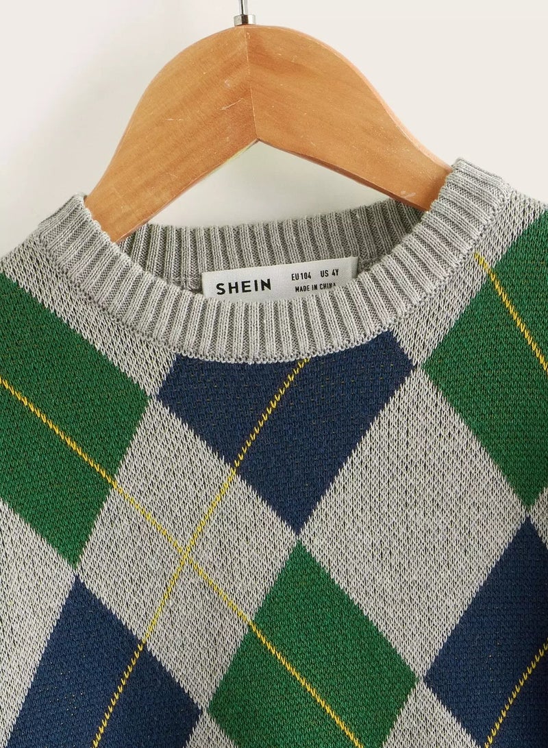 Toddler Boys Argyle Pattern Sweater - Image 4