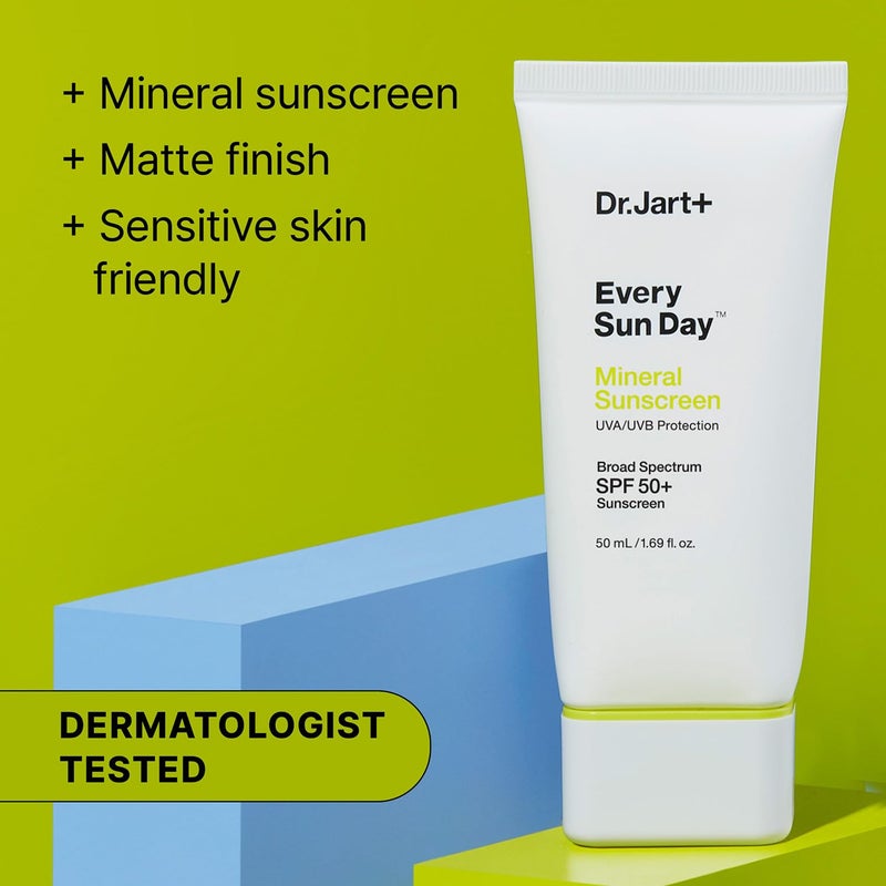 Dr.Jart+ د.جارت+ كل يوم شمس كريم واقي شمس كوري معدني SPF 50+ للوجه مع أكسيد الزنك | العناية بالبشرة الكورية | حجم السفر، 1.69 فل أوقية - Image 2