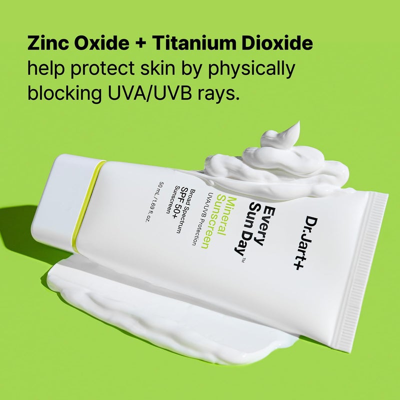 Dr.Jart+ د.جارت+ كل يوم شمس كريم واقي شمس كوري معدني SPF 50+ للوجه مع أكسيد الزنك | العناية بالبشرة الكورية | حجم السفر، 1.69 فل أوقية - Image 3