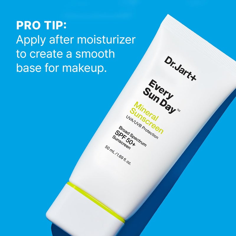 Dr.Jart+ د.جارت+ كل يوم شمس كريم واقي شمس كوري معدني SPF 50+ للوجه مع أكسيد الزنك | العناية بالبشرة الكورية | حجم السفر، 1.69 فل أوقية - Image 4