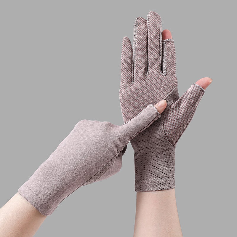 Ladies Lace Fingerless UV Protection Gloves lotus root starch 
