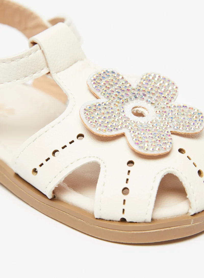 Flora Bella Embellished Sandals with Hook and Loop Closure
