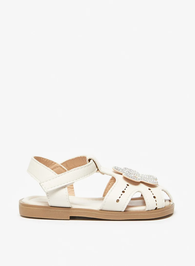 Flora Bella Embellished Sandals with Hook and Loop Closure