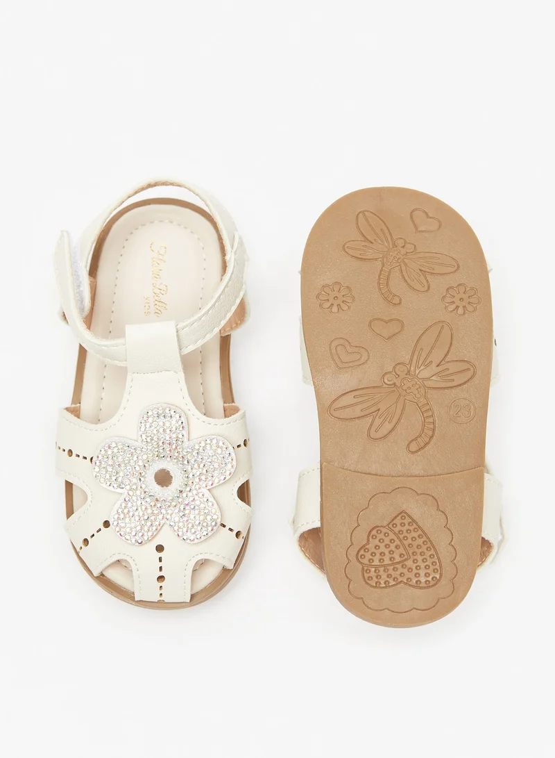 Flora Bella Embellished Sandals with Hook and Loop Closure