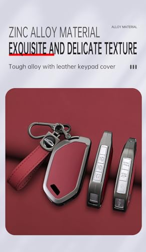 KUNIO 5/6/7/8/9 Button Leather Metal Car Key Fob Cover Case Fit for Kia Telluride EV6 EV9 K4 K5 GT-Line 2025 Sportage Carnival 2026 Key Fob Shell Accessories Red-Long Keychain - Image 3