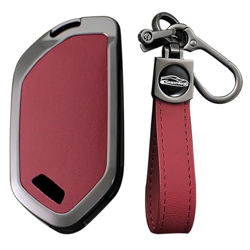 KUNIO 5/6/7/8/9 Button Leather Metal Car Key Fob Cover Case Fit for Kia Telluride EV6 EV9 K4 K5 GT-Line 2025 Sportage Carnival 2026 Key Fob Shell Accessories Red-Long Keychain - Image 1