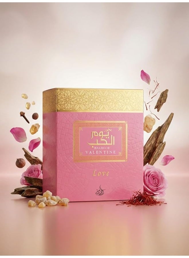 بخور فالنتاين لوف - رقائق عود فاخرة من البخور العربي لتعطير المنزل، رائحة عود مميزة للهدايا، عطر رومانسي لحفلات الزفاف والمناسبات الخاصة، يدوم طويلاً - 70 غرام - Image 1