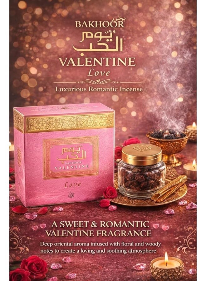 بخور فالنتاين لوف - رقائق عود فاخرة من البخور العربي لتعطير المنزل، رائحة عود مميزة للهدايا، عطر رومانسي لحفلات الزفاف والمناسبات الخاصة، يدوم طويلاً - 70 غرام - Image 2