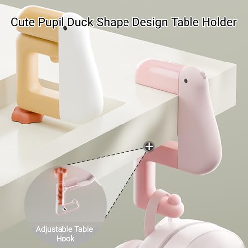 Swicado Portable Duck Shaped Detachable Non-Slip Folding Table Hook – No-Drill Purse Hanger & Bag Clamp for School/Office Desk Storage & Organization - Image 5