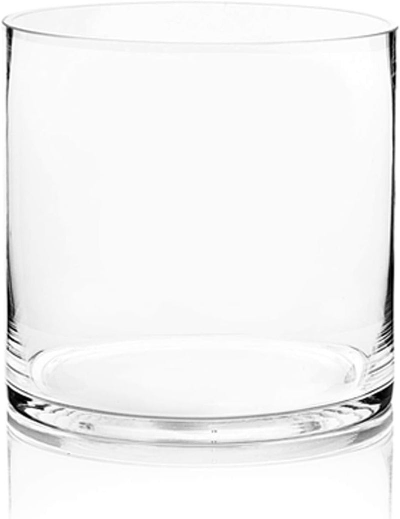 WGVI WGV Cylinder Vase, Width 8", Height 8", Clear Wide Large Diameter Glassware, Floral Container, Planter Terrarium for Wedding Party Event, Home Office Decor, 1 Piece - Image 1