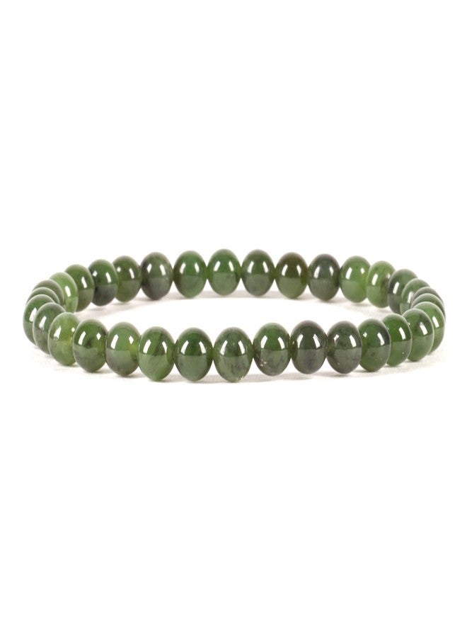 Cherry Tree Collection - Small, Medium, Large Sizes - Gemstone Beaded Bracelets For Women and Men - 6mm Round Beads (Nephrite - Medium) - Image 1