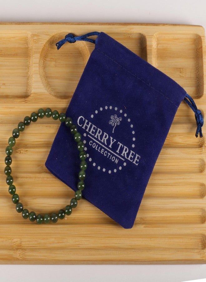 Cherry Tree Collection - Small, Medium, Large Sizes - Gemstone Beaded Bracelets For Women and Men - 6mm Round Beads (Nephrite - Medium) - Image 2