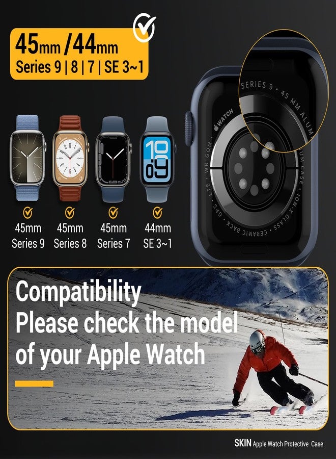 MAGEASY Protective Case for 45mm Apple Watch Series 9, 8, 7 | Shock-Absorbing Silicone Bumper, Skin - Starlight - Image 2