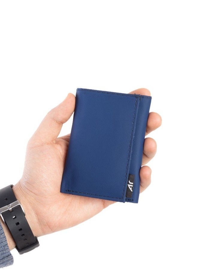 ايه ار سابلاي Ar Tri Wallet من Arij Bags | محفظة قماش مقاوم للمياه، تصميم ثلاثي الطي، 7 جيوب للكروت، جيب للنقود، حماية RFID، تصميم عملي للاستخدام اليومي (كحلي) - Image 4