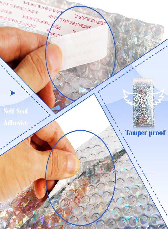 Loccmat 30 Pcs Holographic Bubble Mailers,11 x 7 Inch Metallic Bubble Mailers,Poly Padded Envelopes,Waterproof Shipping Bags,Self Sealing Thicken Cushion Envelopes for Mailing,Packing,Small Business - Image 4