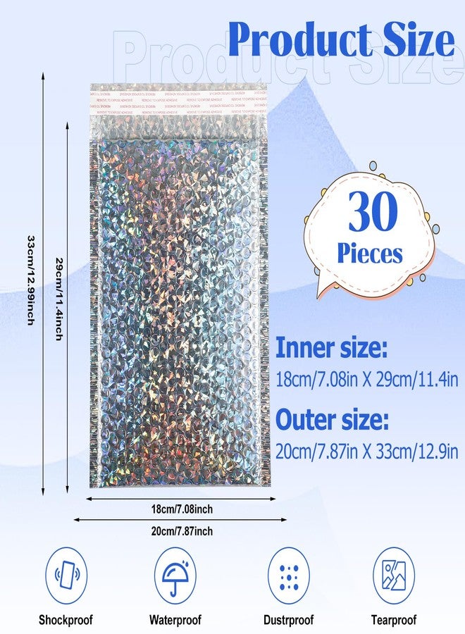 Loccmat 30 Pcs Holographic Bubble Mailers,11 x 7 Inch Metallic Bubble Mailers,Poly Padded Envelopes,Waterproof Shipping Bags,Self Sealing Thicken Cushion Envelopes for Mailing,Packing,Small Business - Image 2