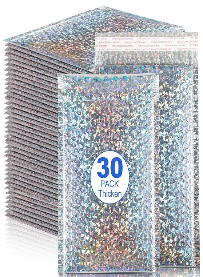 Loccmat 30 Pcs Holographic Bubble Mailers,11 x 7 Inch Metallic Bubble Mailers,Poly Padded Envelopes,Waterproof Shipping Bags,Self Sealing Thicken Cushion Envelopes for Mailing,Packing,Small Business - Image 1