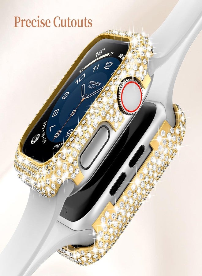 Mosonio Case Cover Compatible with apple watch 45mm, Full Bling Metal watch case 9/8/7 45mm for Women, Shiny and Durable Protective Case Cover for iwatch Series 9 8 7 45 mm (Gold,45mm) - Image 5