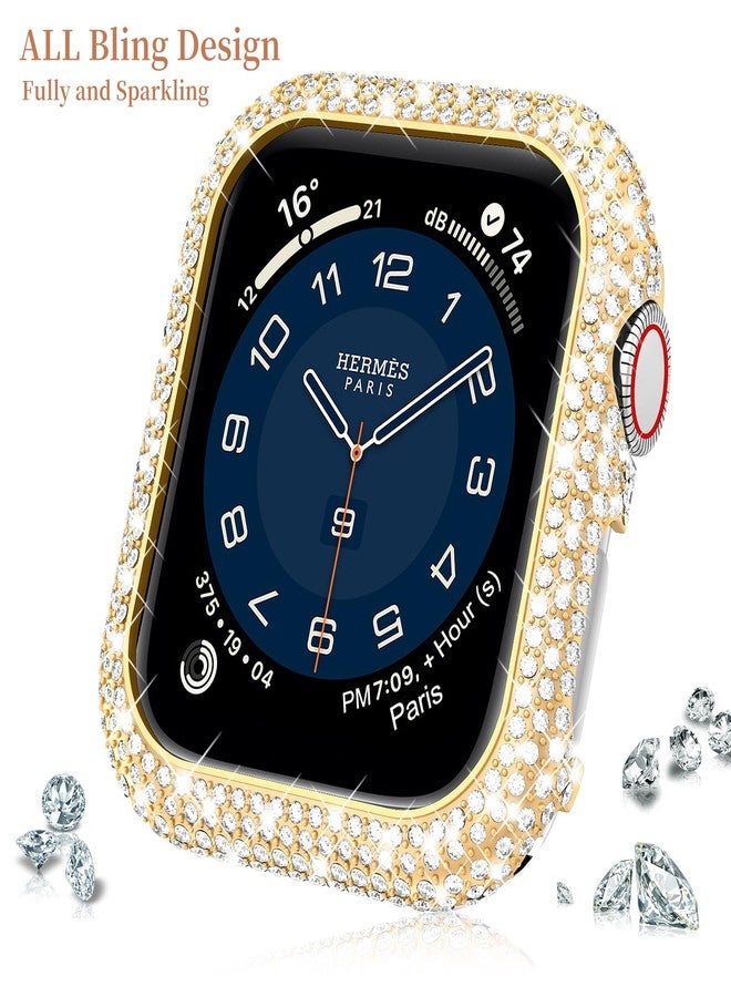 Mosonio Case Cover Compatible with apple watch 45mm, Full Bling Metal watch case 9/8/7 45mm for Women, Shiny and Durable Protective Case Cover for iwatch Series 9 8 7 45 mm (Gold,45mm) - Image 3