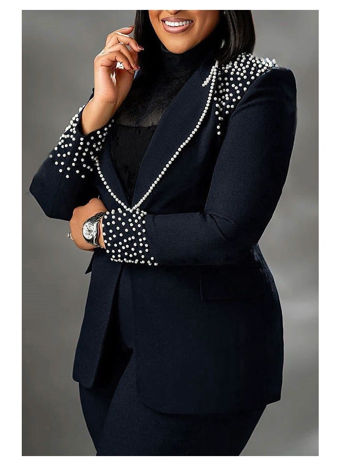 Shougu Pearl Long Sleeved Slim Fit Elastic Suit Two-piece Set  - Image 3