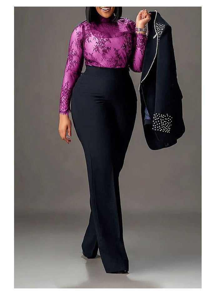 Shougu Pearl Long Sleeved Slim Fit Elastic Suit Two-piece Set  - Image 4