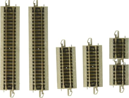 Bachmann Trains SnapFit EZ TRACK ASST SECTIONS STRAIGHT TRACK 2 each 450 225 and 1125 per card NICKEL SILVER Rail With Grey Roadbed N Scale 8 - Image 1