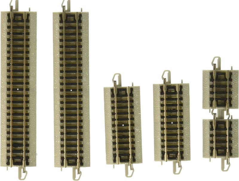 Bachmann Trains SnapFit EZ TRACK ASST SECTIONS STRAIGHT TRACK 2 each 450 225 and 1125 per card NICKEL SILVER Rail With Grey Roadbed N Scale 8 - Image 2