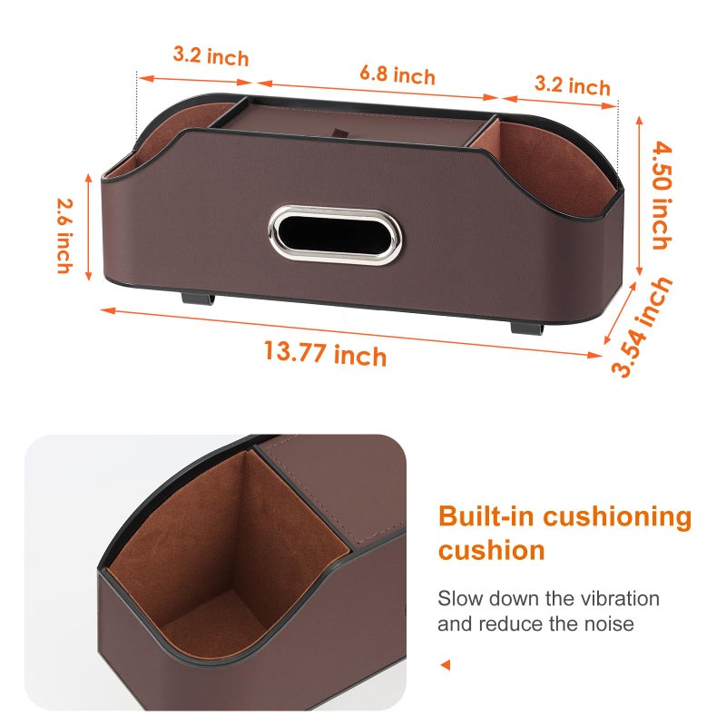 Sancaral Car Rear Backseat Extra Multifunctional Drink Cup Holder Organizers with Tissue Storage Box Organizer & Hooks for Car Seat Back (Brown) - Image 5