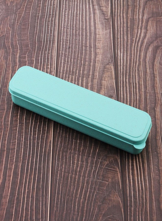 OriGlam 1pcs Reusable Utensils Wheat Straw Travel Cutlery Box, Portable Tableware Flatware Box for Picnic Camping (Green) - Image 3