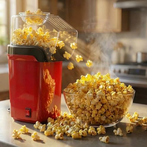 VikriDA Hot Air Popper, Electric Popcorn Maker Machine with 1200W, No Oil Needed, Healthy and Delicious Snack for Kids, Adults.Great for Holding Parties in Home - Image 1