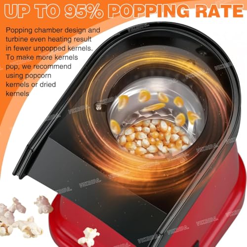VikriDA Hot Air Popper, Electric Popcorn Maker Machine with 1200W, No Oil Needed, Healthy and Delicious Snack for Kids, Adults.Great for Holding Parties in Home - Image 4