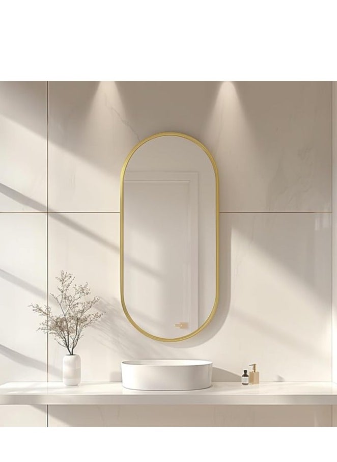 Generic Wall Mirror Bathroom Mirror Full Body Mirror Full Length Mirror Wall Mounted Oval Mirror Makeup Mirror Dressing Mirror Frame Mirror for Bathroom Living Room Bedroom (50*83CM)  - Image 2