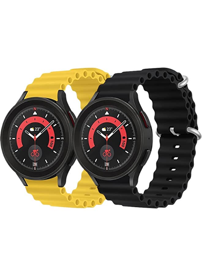 IAF Silicone Ocean Strap 22mm Watch Accessory Part for Samsung and Huawei Watch Adjustable Loop with Buckle Sports Strap Women Men Yellow/Black
