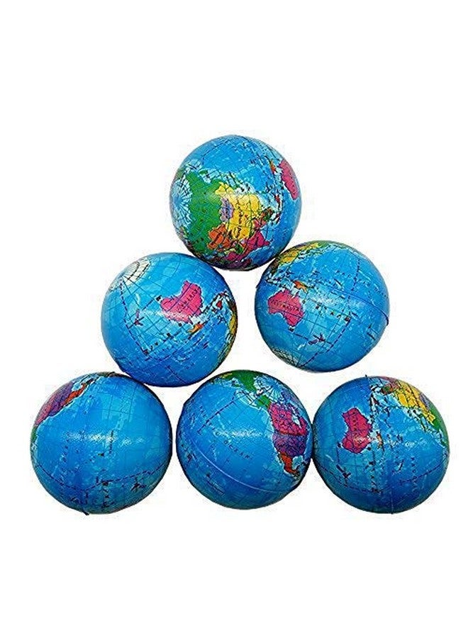 Sohapy 2.48'' Mini Squeezable Globe Stress Ballstension Reliver Ballsparty Favorsoft Pu Globe Ballearth Patternparty Toys (6 Pcs) - Image 2