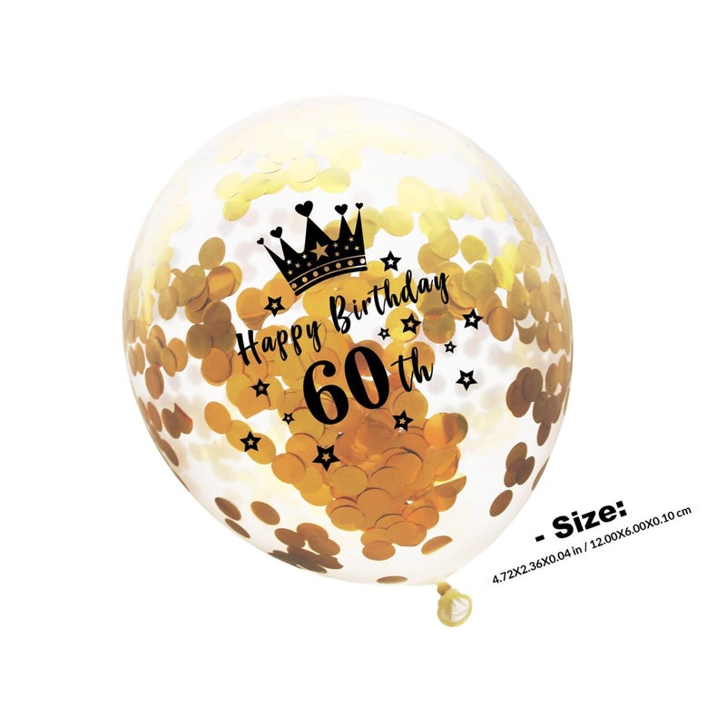 60th Birthday Balloons Set 15pcs with Number Printing and Confetti Decorations - Image 3
