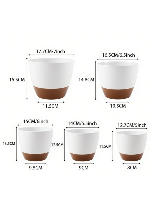 McDou 5Pack Self Watering Plant Pots for Lazy People, Plastic Flower Planters with Drainage Holes and Removable Saucers, for Houseplants,Indoor Outdoor Plants - Image 2