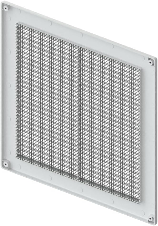 Awenta غطاء شبكة تهوية بلاستيكي من مقاس 300×300 مم (12×12 بوصة)، أبيض مع شبكة حشرات، وأغطية فتحات مسامير لمظهر أفضل - Image 4
