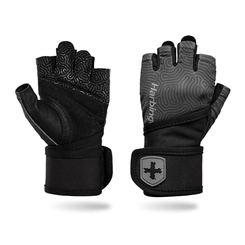 Harbinger Pro Wristwrap Gloves 3.0 - Enhanced Grip, Superior Wrist Support, Breathable 4-Way Stretch Lycra, Durable Leather Palm, Half-Finger Design for Weightlifting, Training, Medium, Women's - Image 1