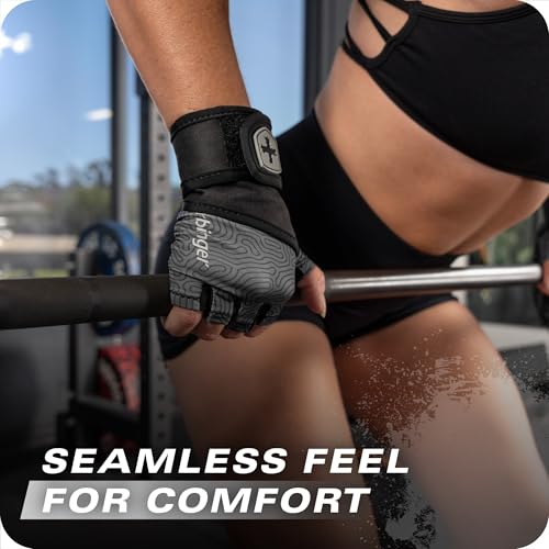 Harbinger Pro Wristwrap Gloves 3.0 - Enhanced Grip, Superior Wrist Support, Breathable 4-Way Stretch Lycra, Durable Leather Palm, Half-Finger Design for Weightlifting, Training, Medium, Women's - Image 4