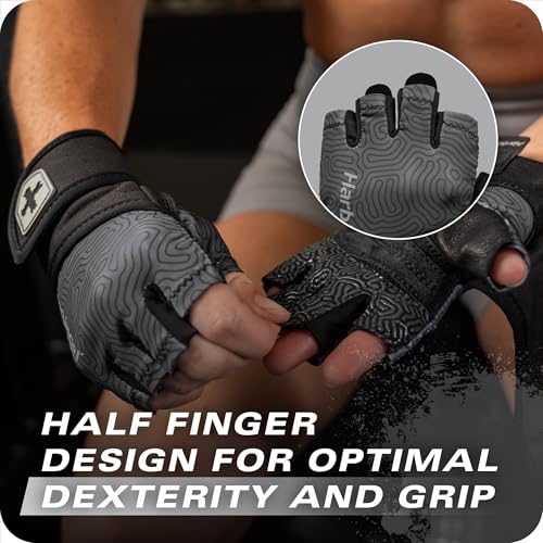 Harbinger Pro Wristwrap Gloves 3.0 - Enhanced Grip, Superior Wrist Support, Breathable 4-Way Stretch Lycra, Durable Leather Palm, Half-Finger Design for Weightlifting, Training, Medium, Women's - Image 3