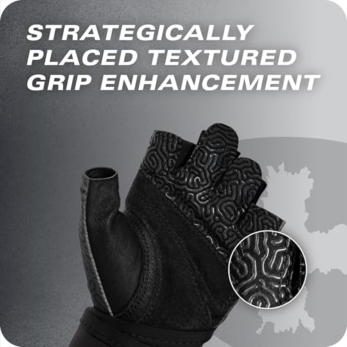 Harbinger Pro Wristwrap Gloves 3.0 - Enhanced Grip, Superior Wrist Support, Breathable 4-Way Stretch Lycra, Durable Leather Palm, Half-Finger Design for Weightlifting, Training, Medium, Women's - Image 5