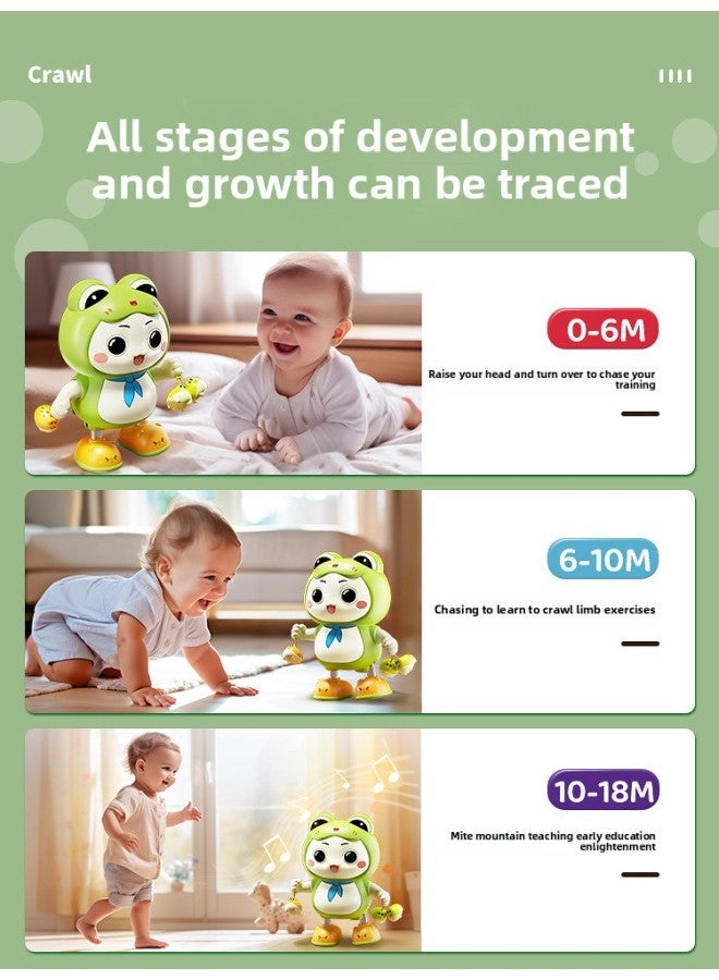 0-1 Year Old Baby Toy Electric Rabbit Exercises Head-up Training Artifact Can Sing And Dance Newborn Baby 3 To 6 Months-Color:❤Little Jumping Frog [48 Songs] Battery Version + [orange Tipping Monkey]  - Image 4
