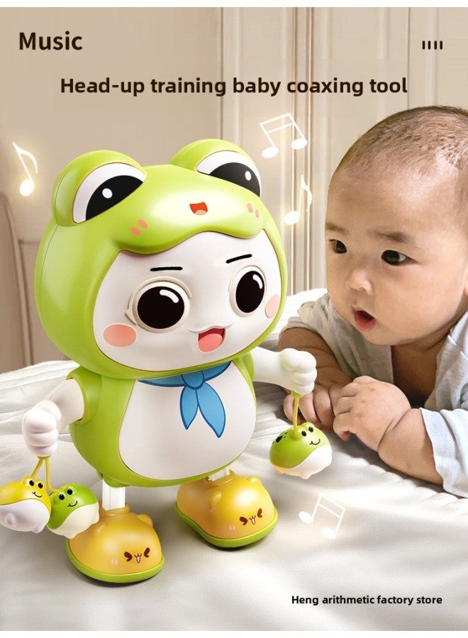 0-1 Year Old Baby Toy Electric Rabbit Exercises Head-up Training Artifact Can Sing And Dance Newborn Baby 3 To 6 Months-Color:❤Little Jumping Frog [48 Songs] Battery Version + [orange Tipping Monkey]  - Image 3